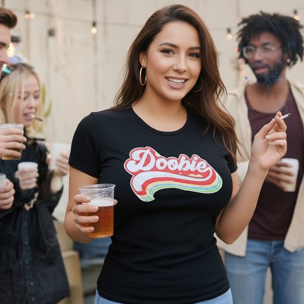 Doobie Retro Distressed Design Hipster Design T-Shirt